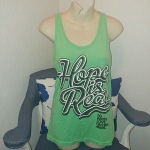 American Apparel Neon × TWLOHA | Bright Green Hope is Real Tank Top Small